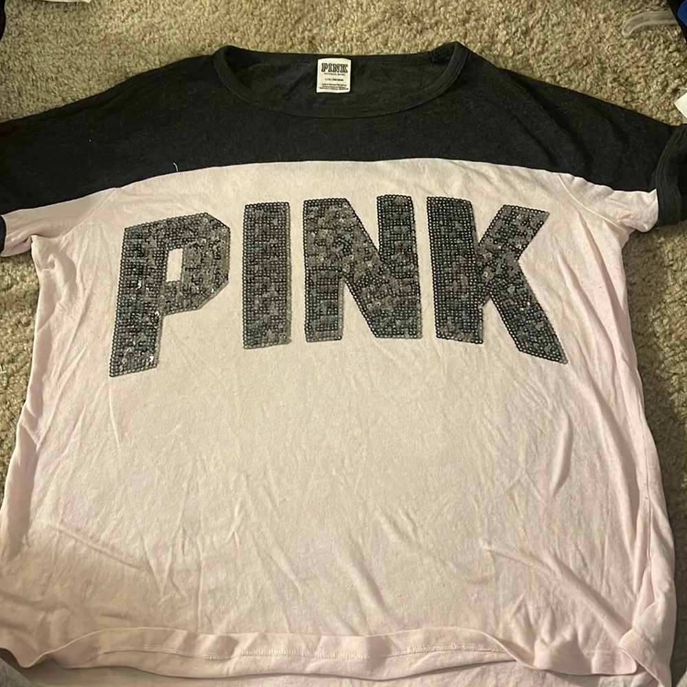 Pink sequin tee